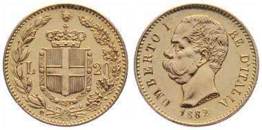 Italien 20 Lire 1882 R - Umberto I.